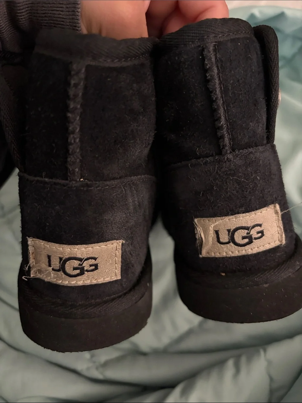 UGG Kids Black Short Suede Boots